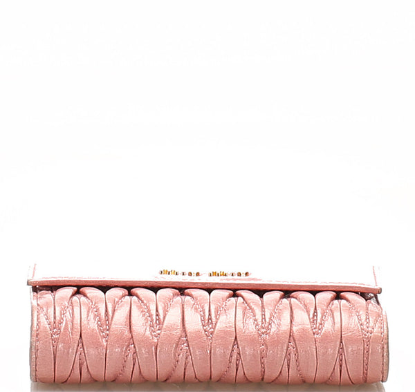 ミュウミュウ マテラッセ 5M1225 ピンク レザー 長財布 レディース MIUMIU 中古
