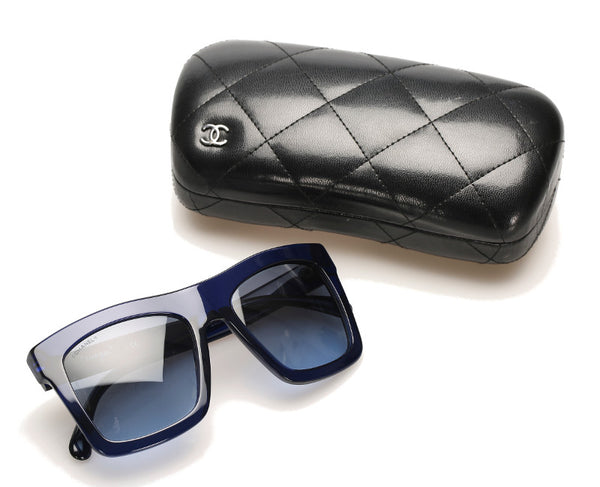 シャネル ブルー プラスチック サングラス ユニセックス CHANEL 中古