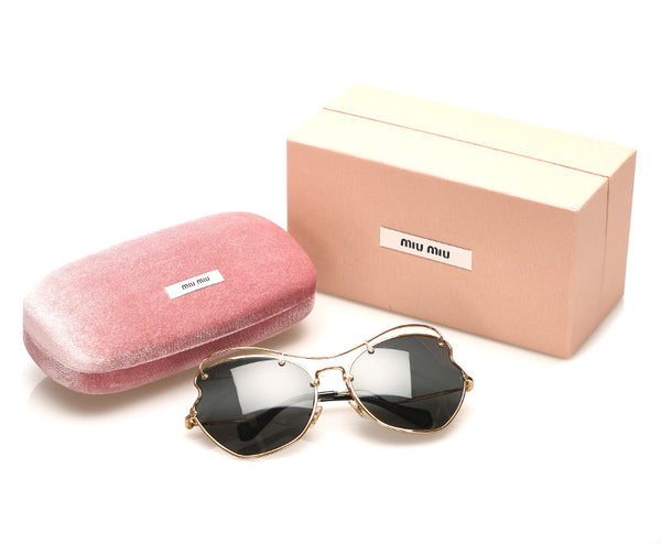 ミュウミュウ ゴールド ブラック メッキ サングラス レディース MIUMIU 中古