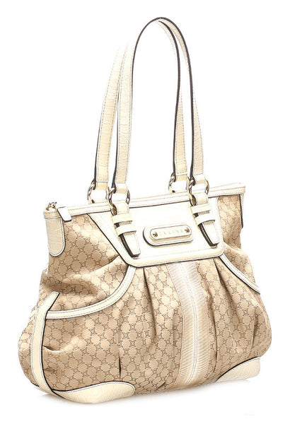セリーヌ ベージュ ホワイト キャンバス レザー ショルダーバッグ レディース CELINE 中古