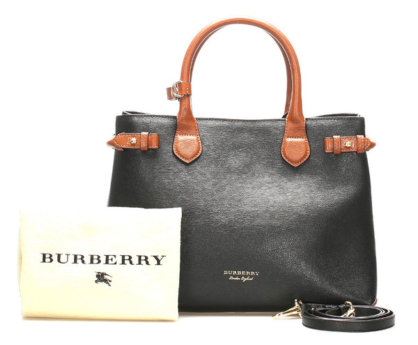 バーバリー ノバチェック ブラック ブラウン レザー ハンドバッグ レディース BURBERRY 中古
