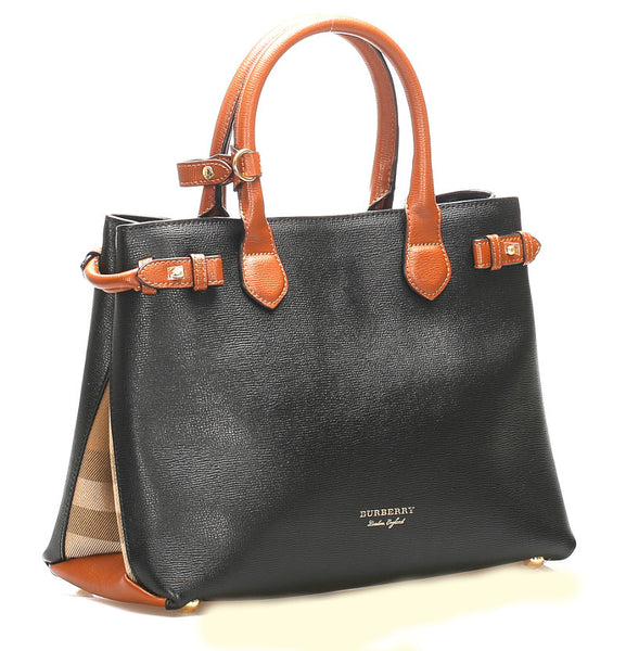 バーバリー ノバチェック ブラック ブラウン レザー ハンドバッグ レディース BURBERRY 中古