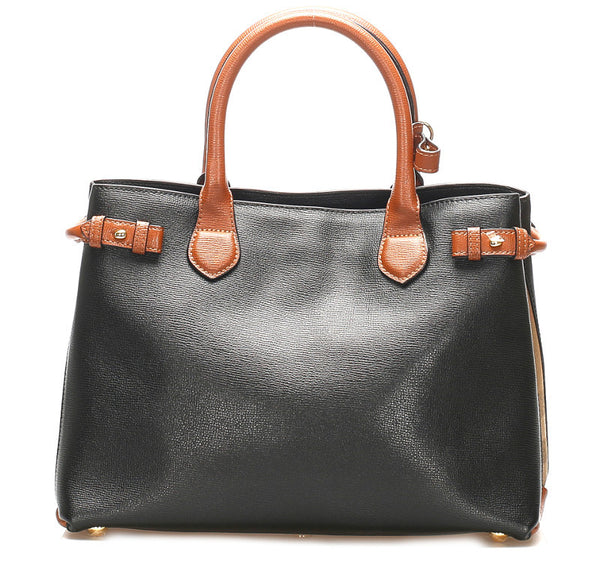 バーバリー ノバチェック ブラック ブラウン レザー ハンドバッグ レディース BURBERRY 中古