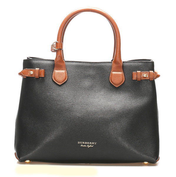 バーバリー ノバチェック ブラック ブラウン レザー ハンドバッグ レディース BURBERRY 中古