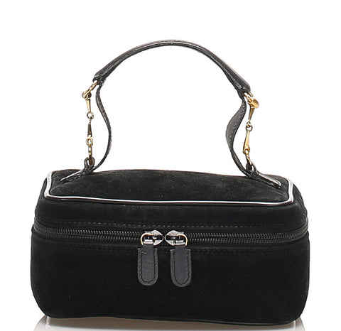 グッチ 032・1705・0141 ブラック スウェード バニティバッグ レディース GUCCI 中古