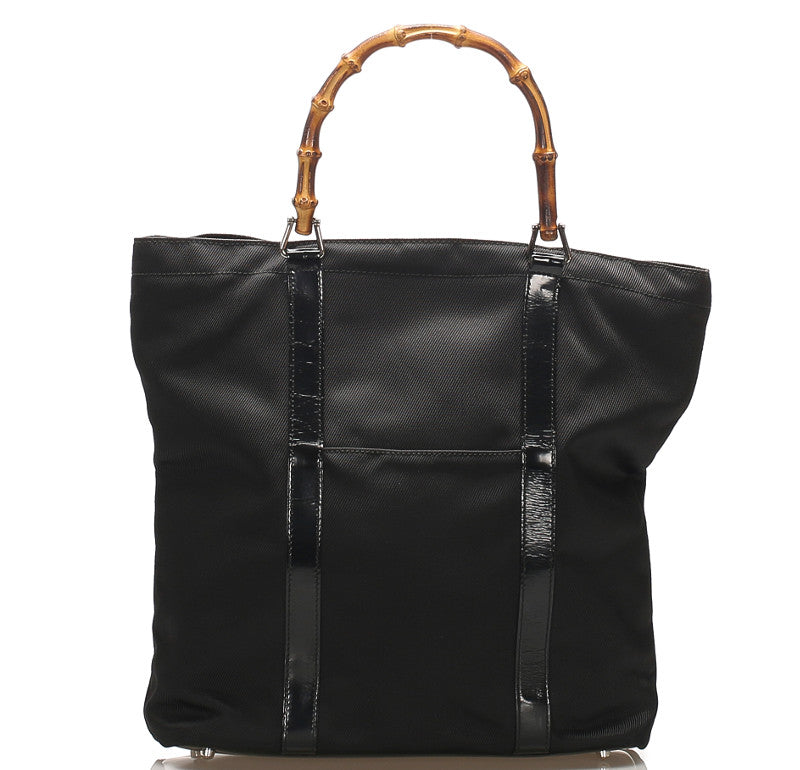 グッチ バンブー 000.1998 ブラック ナイロン トートバッグ レディース GUCCI 中古