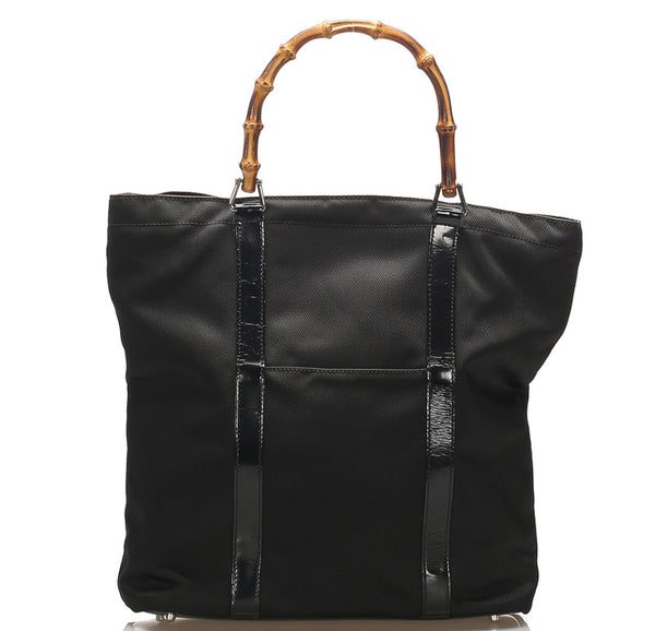 グッチ バンブー 000.1998 ブラック ナイロン トートバッグ レディース GUCCI 中古