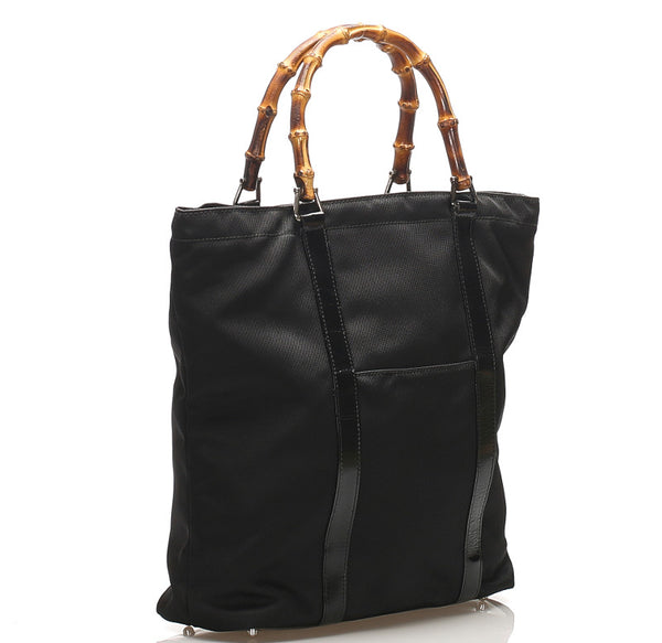 グッチ バンブー 000.1998 ブラック ナイロン トートバッグ レディース GUCCI 中古
