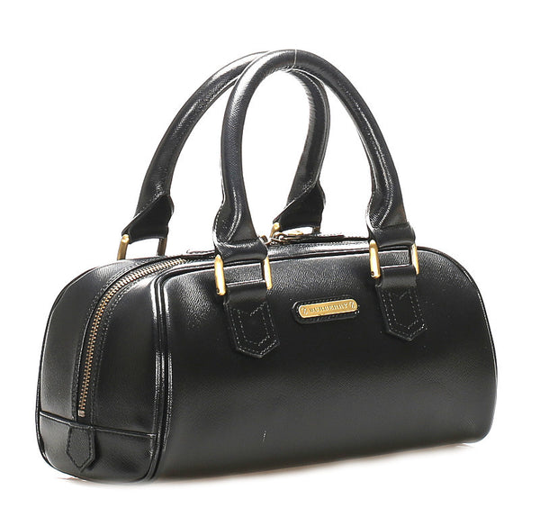 バーバリー ブラック レザー ボストンバッグ レディース BURBERRY 中古