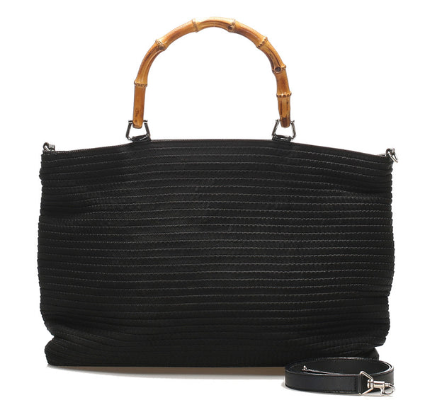 グッチ バンブー 002・1364・0439 ブラック キャンバス レザー ハンドバッグ ショルダーバッグ 2WAY レディース GUCCI 中古