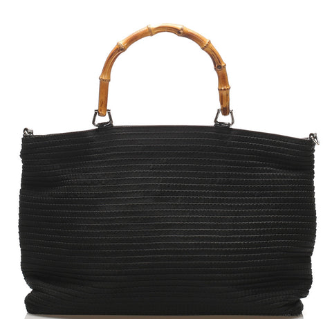 グッチ バンブー 002・1364・0439 ブラック キャンバス レザー ハンドバッグ ショルダーバッグ 2WAY レディース GUCCI 中古