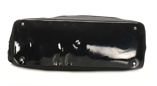 サルヴァトーレフェラガモ ガンチーニ ティアード AU-21-3302 ブラック キャンバス エナメル トートバッグ レディース Salvatore Ferragamo 【中古】