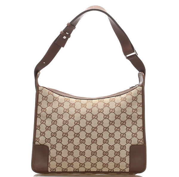 グッチ GGキャンバス 001・4205 ブラウン キャンバス レザー ショルダーバッグ レディース GUCCI 中古