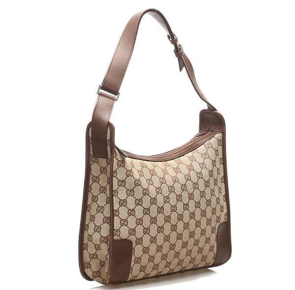 グッチ GGキャンバス 001・4205 ブラウン キャンバス レザー ショルダーバッグ レディース GUCCI 中古