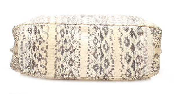 サルヴァトーレフェラガモ DY-21 A135 アイボリー ブラウン 型押しパイソン ショルダーバッグ レディース Salvatore Ferragamo 中古