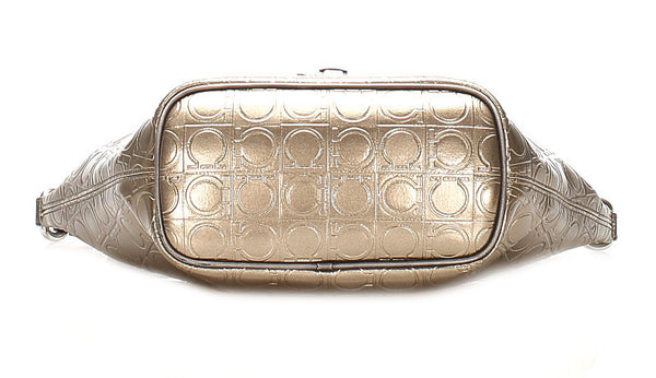 サルヴァトーレフェラガモ ガンチーニ AU-22 A831 ゴールド エナメル レザー ハンドバッグ レディース Salvatore Ferragamo 中古