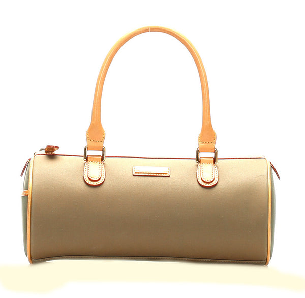 バーバリー カーキ キャンバス レザー ハンドバッグ レディース BURBERRY 中古