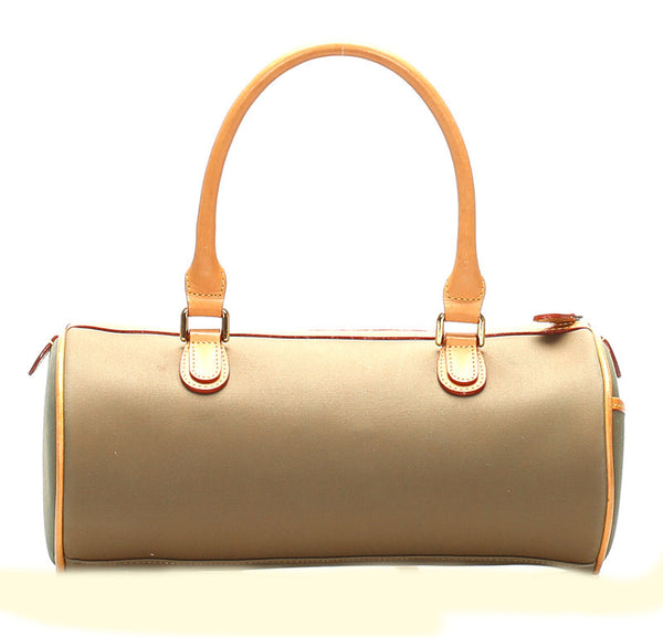 バーバリー カーキ キャンバス レザー ハンドバッグ レディース BURBERRY 中古