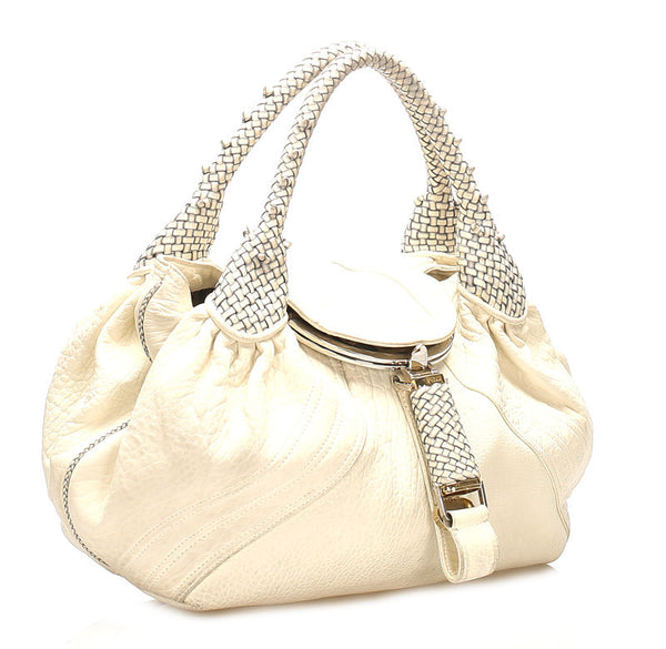 フェンディ 8BR511 ホワイト レザー ハンドバッグ レディース FENDI 中古