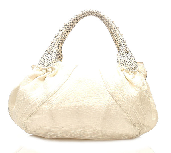 フェンディ 8BR511 ホワイト レザー ハンドバッグ レディース FENDI 中古