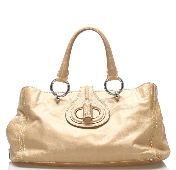 プラダ BN2067 ベージュ レザー ハンドバッグ レディース PRADA 中古