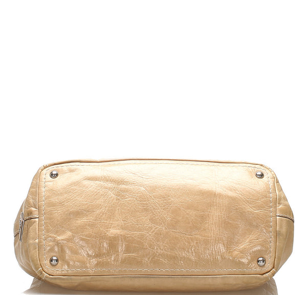 プラダ BN2067 ベージュ レザー ハンドバッグ レディース PRADA 中古