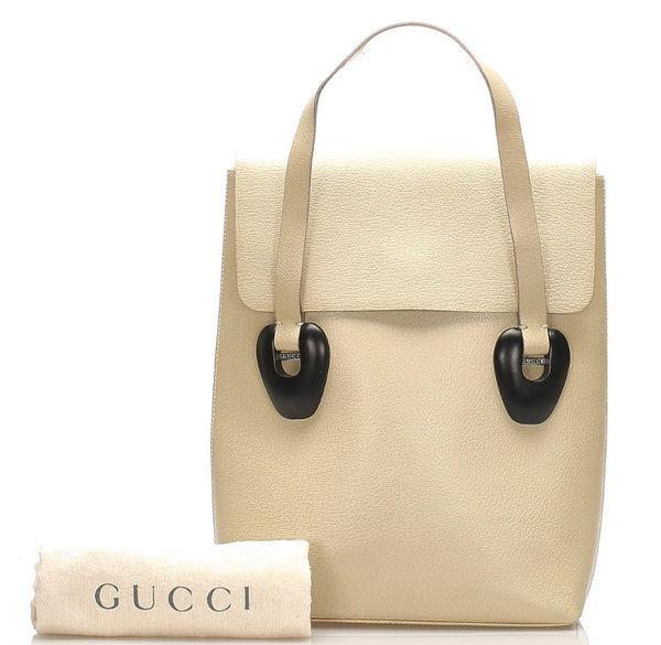 グッチ 002 2133 045 アイボリー レザー ハンドバッグ レディース GUCCI 中古