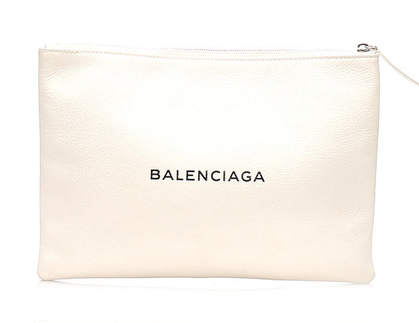 バレンシアガ ショッピングクリップM  485110 ホワイト レザー クラッチバッグ ユニセックス BALENCIAGA 中古