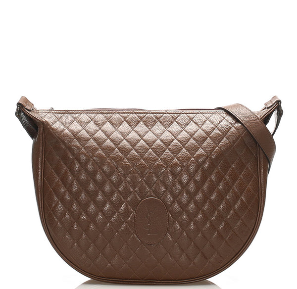 イヴ サンローラン ブラウン レザー ショルダーバッグ レディース YVES SAINT LAURENT 中古