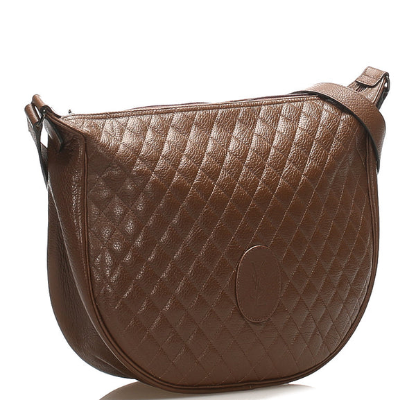 イヴ サンローラン ブラウン レザー ショルダーバッグ レディース YVES SAINT LAURENT 中古