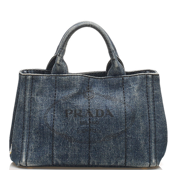 プラダ カナパ B2439G ブルー デニム ハンドバッグ レディース PRADA 中古