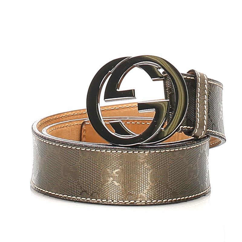 グッチ GGインプリメ 114984 ゴールド PVC レザー ベルト ユニセックス GUCCI 中古