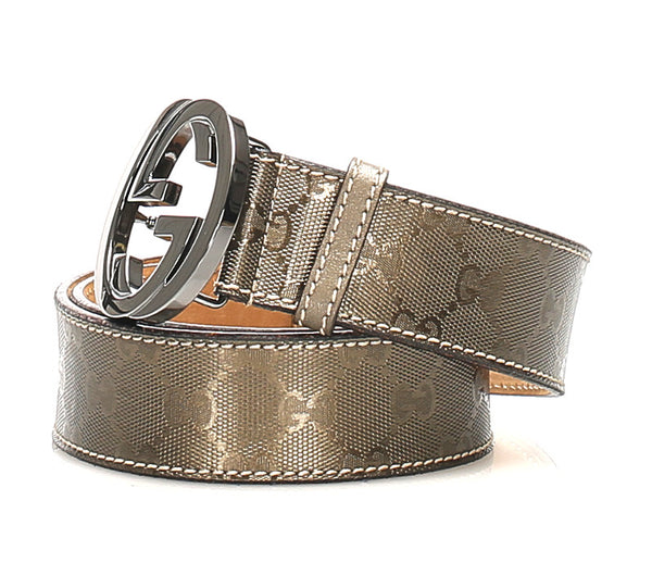 グッチ GGインプリメ 114984 ゴールド PVC レザー ベルト ユニセックス GUCCI 中古