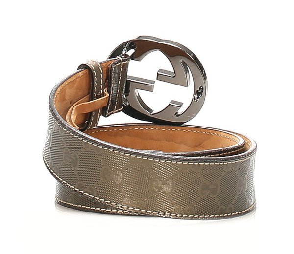 グッチ GGインプリメ 114984 ゴールド PVC レザー ベルト ユニセックス GUCCI 中古