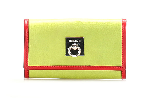 セリーヌ イエロー グリーン レザー キーケース レディース CELINE 中古