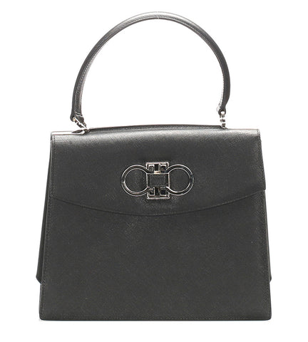 サルヴァトーレフェラガモ ガンチーニ EO-21 4829 ブラック レザー ハンドバッグ レディース Salvatore Ferragamo 【中古】