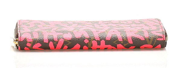 ルイ ヴィトン グラフィティ M93710 ブラウン ピンク PVC レザー ラウンドファスナー 長財布 ユニセックス LOUIS VUITTON 中古