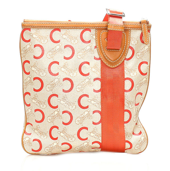 セリーヌ Cマカダム ベージュ オレンジ PVC レザー 肩掛け ショルダーバッグ レディース CELINE 中古