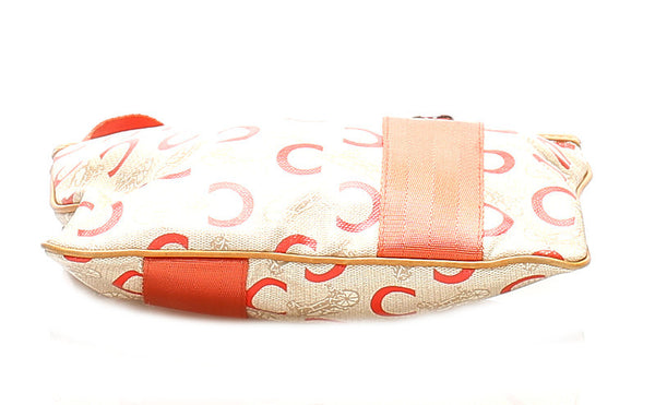 セリーヌ Cマカダム ベージュ オレンジ PVC レザー 肩掛け ショルダーバッグ レディース CELINE 中古