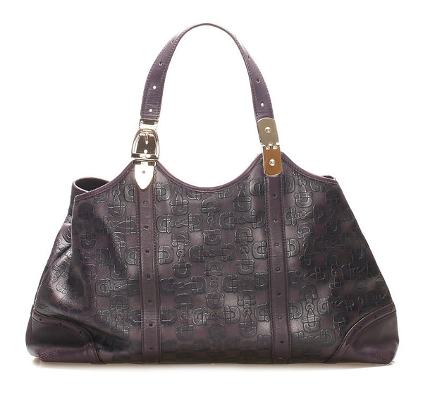 グッチ ホースビット 145769 パープル レザー トートバッグ レディース GUCCI 中古