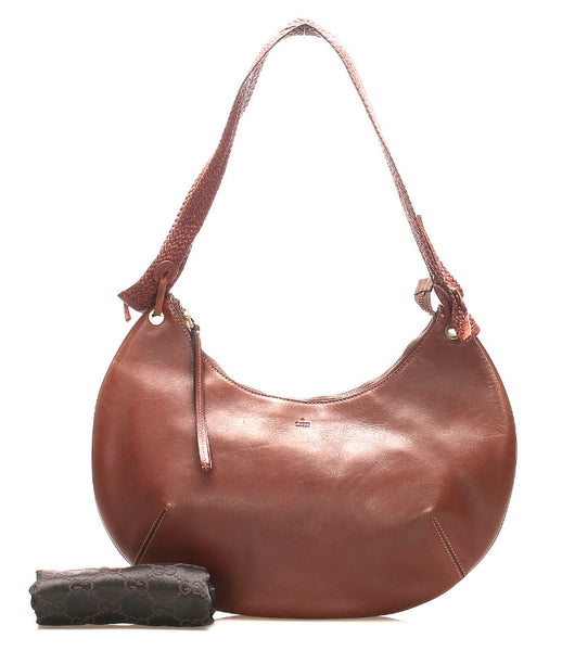 グッチ 106292 ブラウン レザー 肩掛け ショルダーバッグ レディース GUCCI 中古