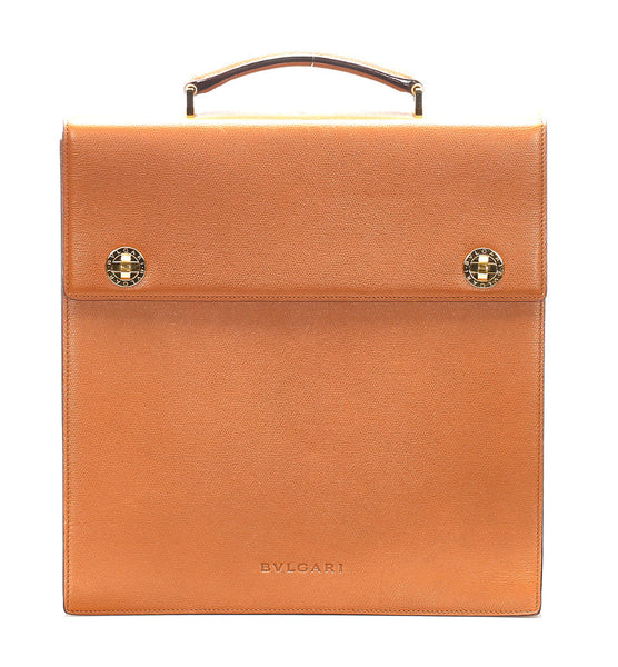 ブルガリ ブラウン レザー ビジネスバッグ メンズ BVLGARI 中古
