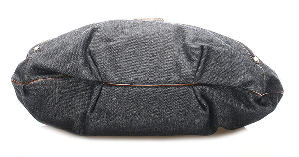 サルヴァトーレフェラガモ FG 21 7326 ネイビー ホワイト デニム レザー ショルダーバッグ レディース Salvatore Ferragamo 中古