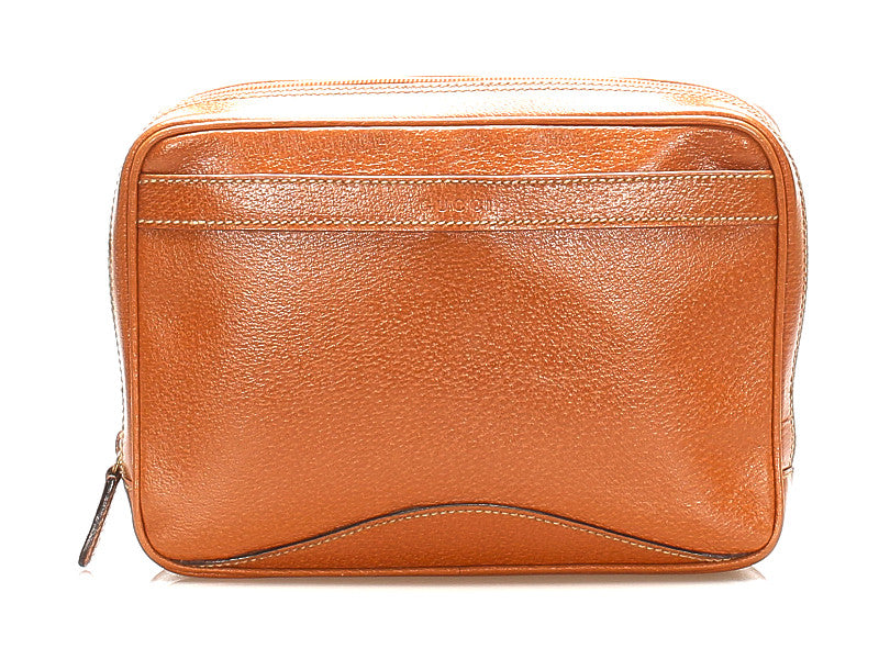 グッチ 018 2020 3702 ブラウン レザー セカンドバッグ メンズ GUCCI 中古