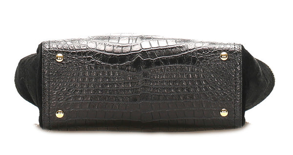 サルヴァトーレフェラガモ ガンチーニ EZ-21 E955 ブラック ゴールド レザー ハラコ ショルダーバッグ レディース Salvatore Ferragamo 【中古】