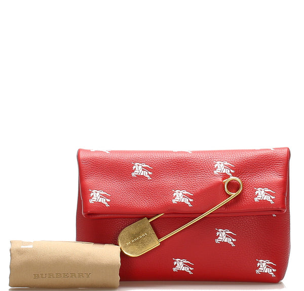 バーバリー レッド レザー クラッチバッグ ユニセックス BURBERRY 中古