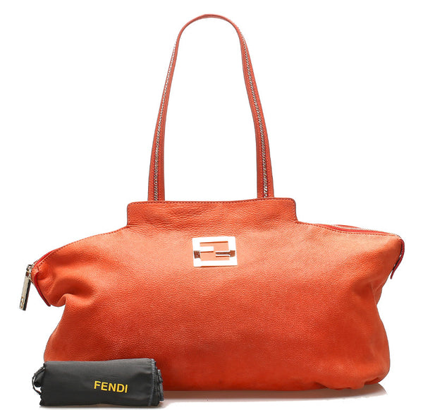 フェンディ 8BR636-DRD オレンジ レザー トートバッグ レディース FENDI 中古