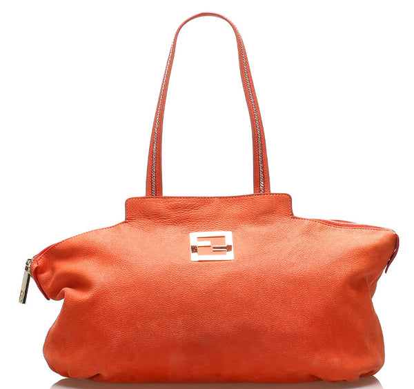 フェンディ 8BR636-DRD オレンジ レザー トートバッグ レディース FENDI 中古