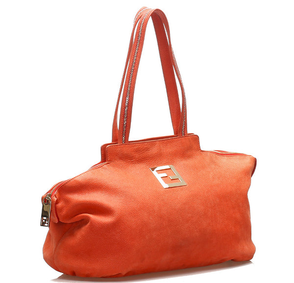 フェンディ 8BR636-DRD オレンジ レザー トートバッグ レディース FENDI 中古