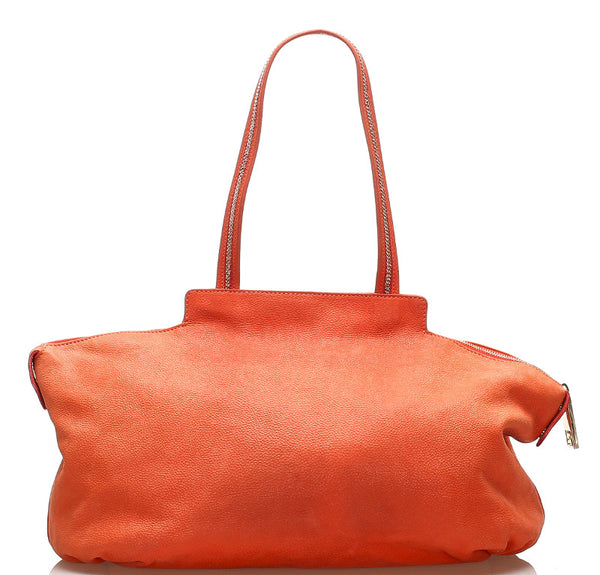 フェンディ 8BR636-DRD オレンジ レザー トートバッグ レディース FENDI 中古